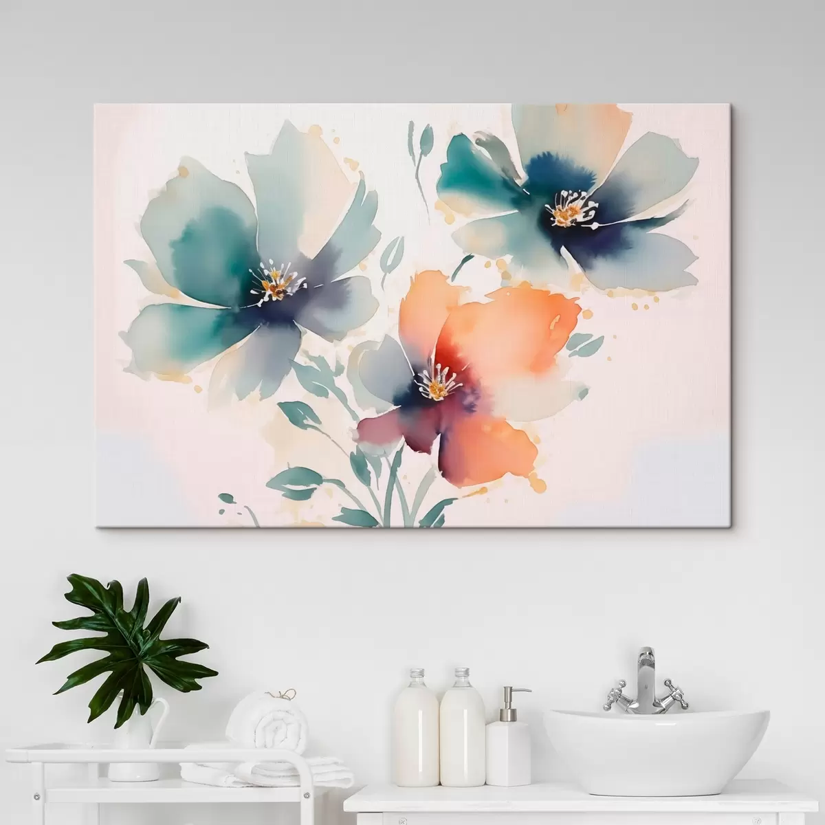 murales de pared Flores imitación acuarela s44424