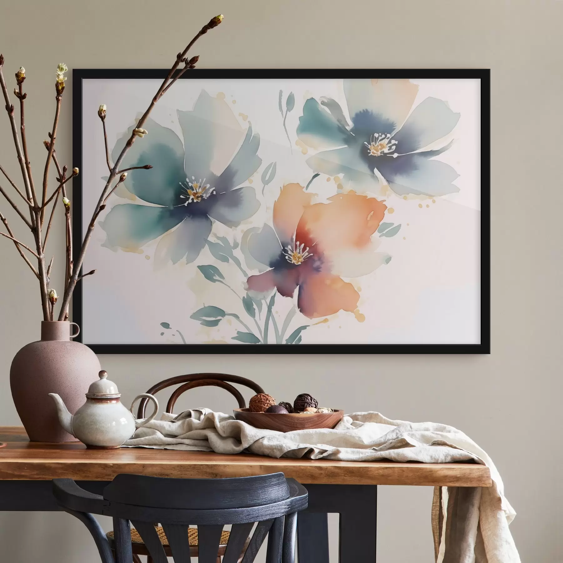 murales de pared Flores imitación acuarela f44424