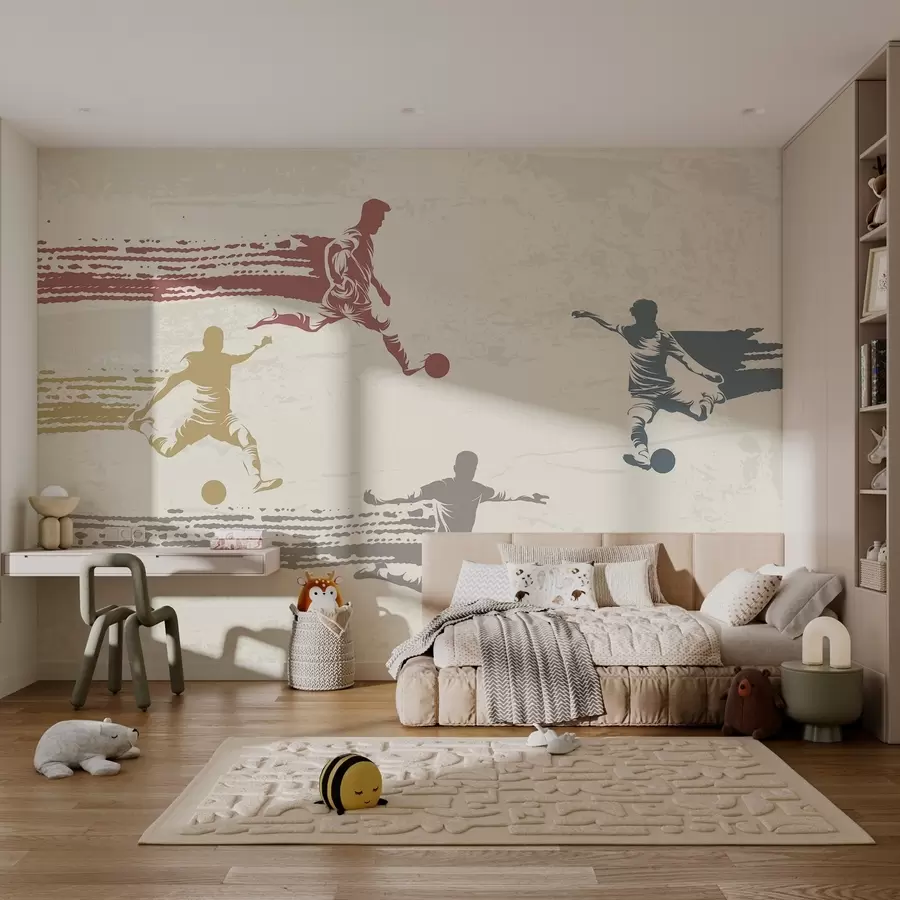murales de pared jugadores de fútbol en estilo retro w04025