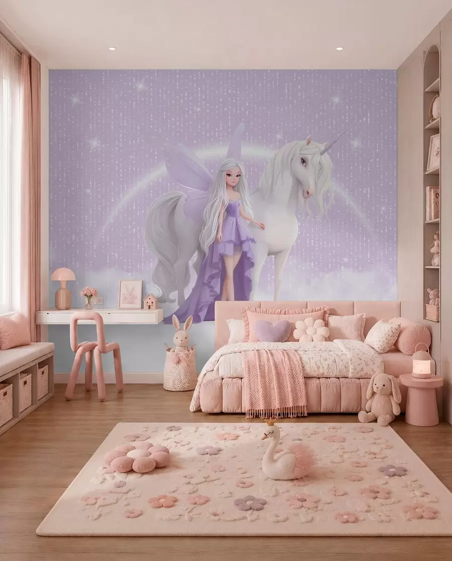 murales de pared Unicornio entre estrellas w03527