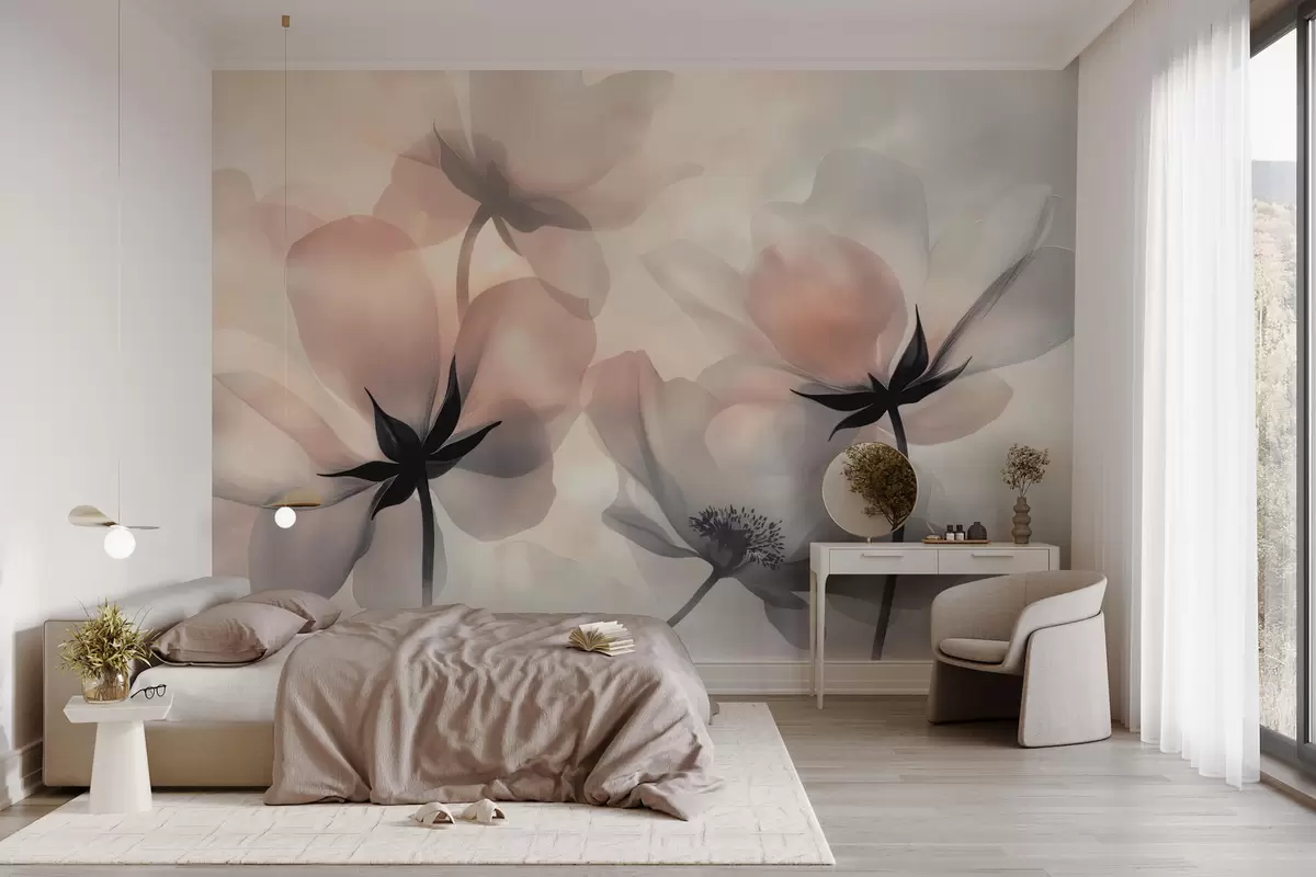 murales de pared Flores grandes abstractas w04010