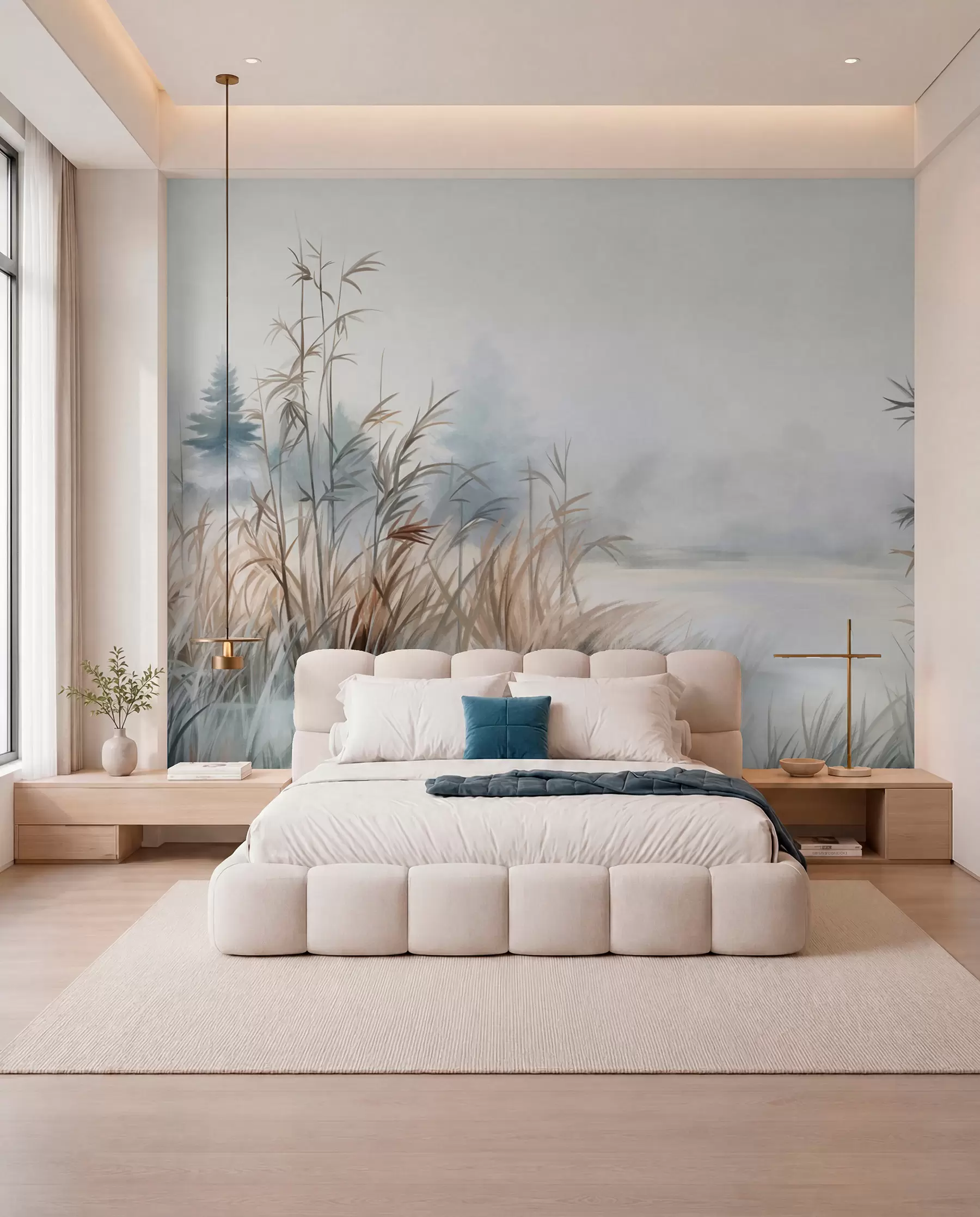murales de pared Juncos junto al agua serena w09137