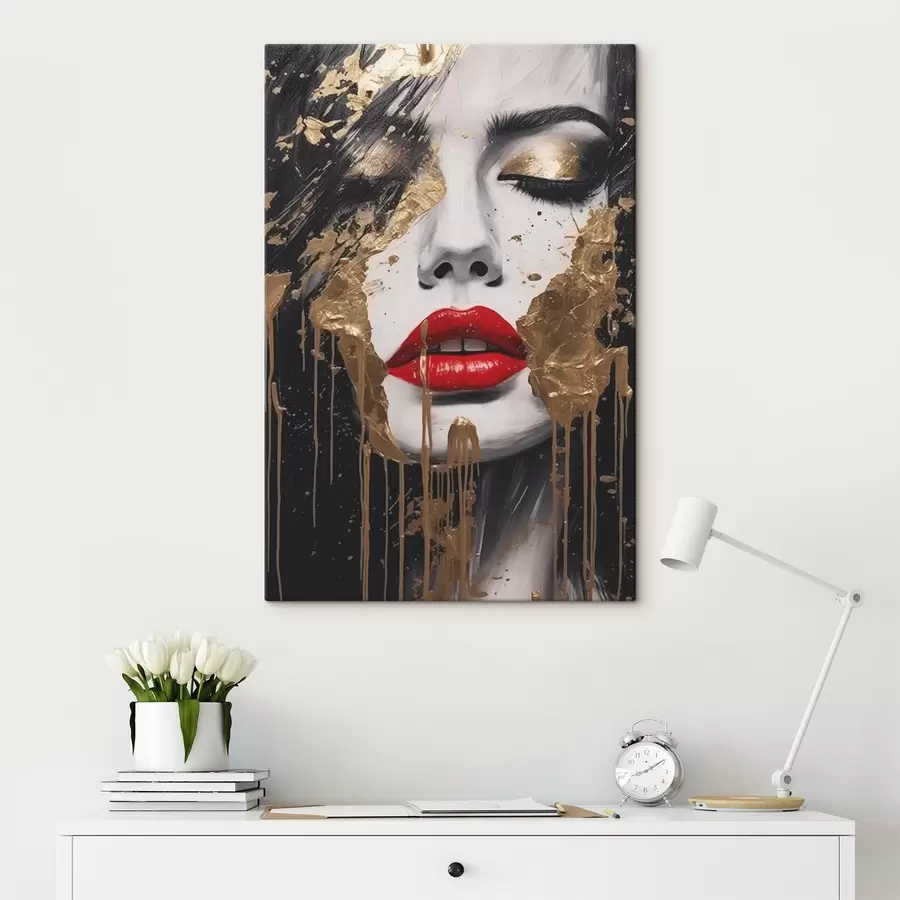 murales de pared Cara con labios rojos s44492
