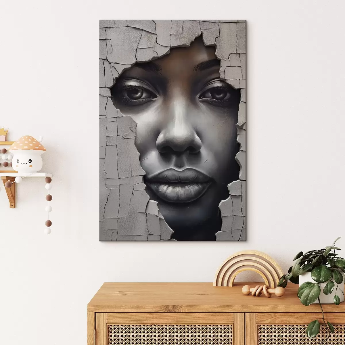 murales de pared Cara en las grietas del muro s44495