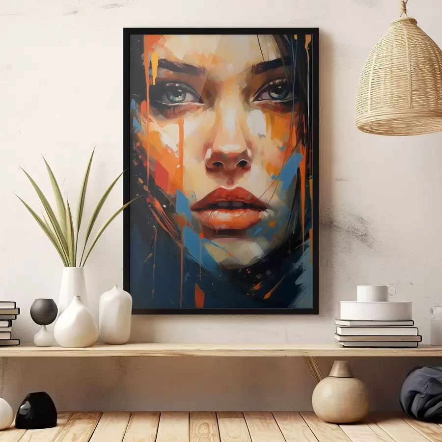 murales de pared Rostro de mujer con trazos brillantes f44485