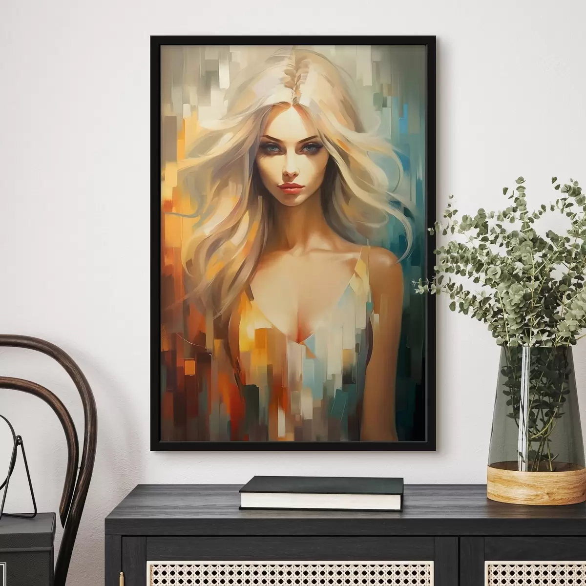 Poster Chica sobre fondo de color f44494