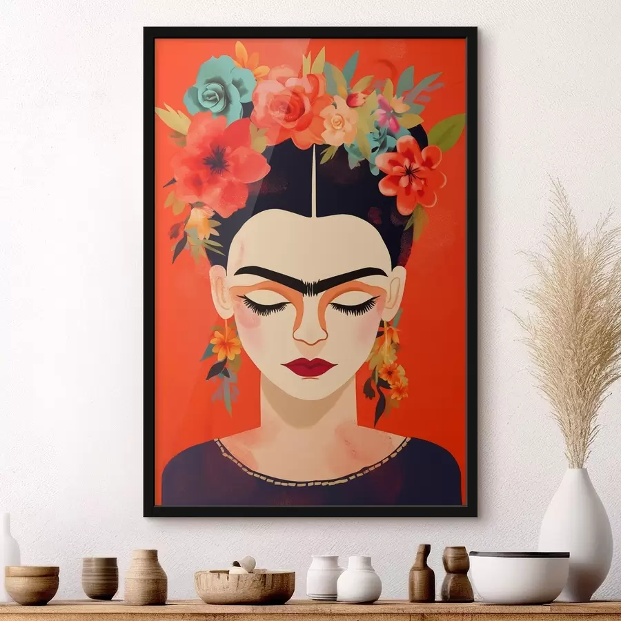 murales de pared Frida con flores f44499