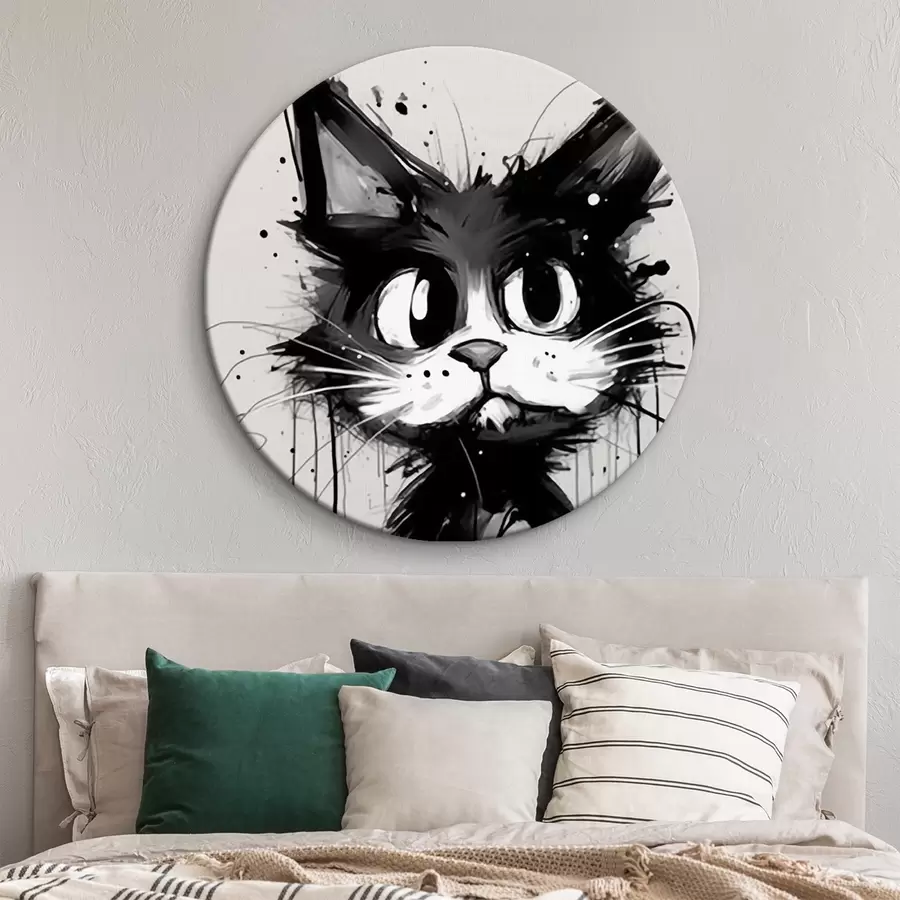 murales de pared Gato en estilo boceto con salpicaduras de pintura r44483