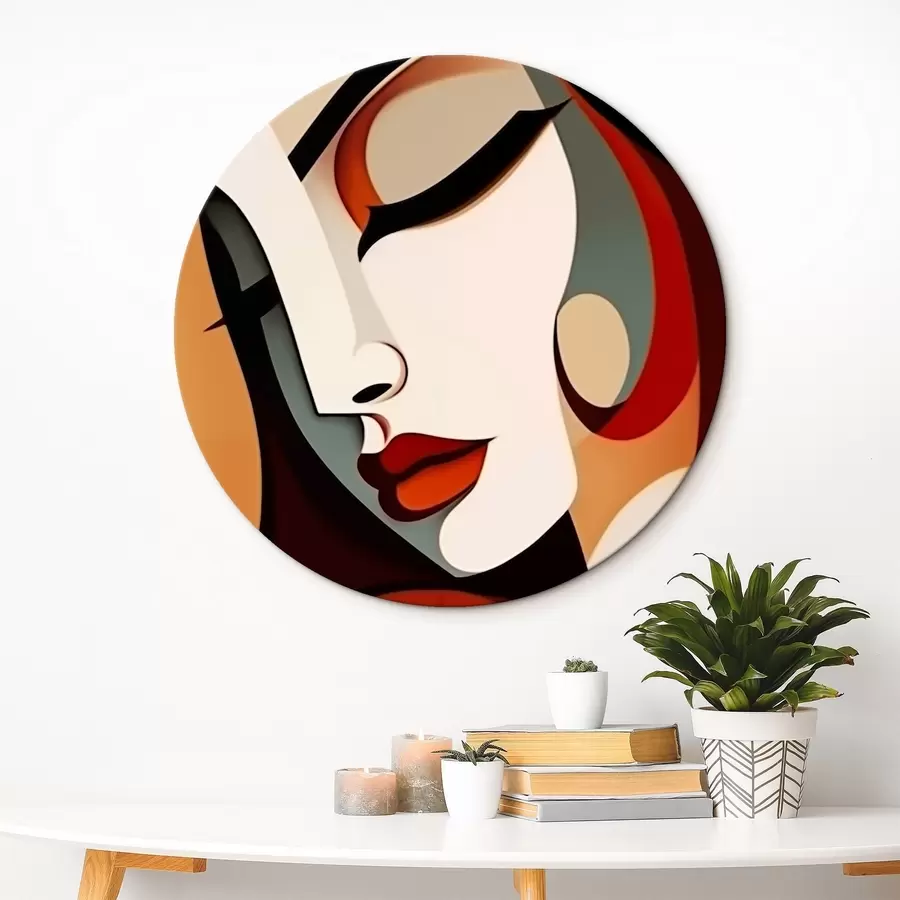 murales de pared Perfil femenino en estilo cubista r44486