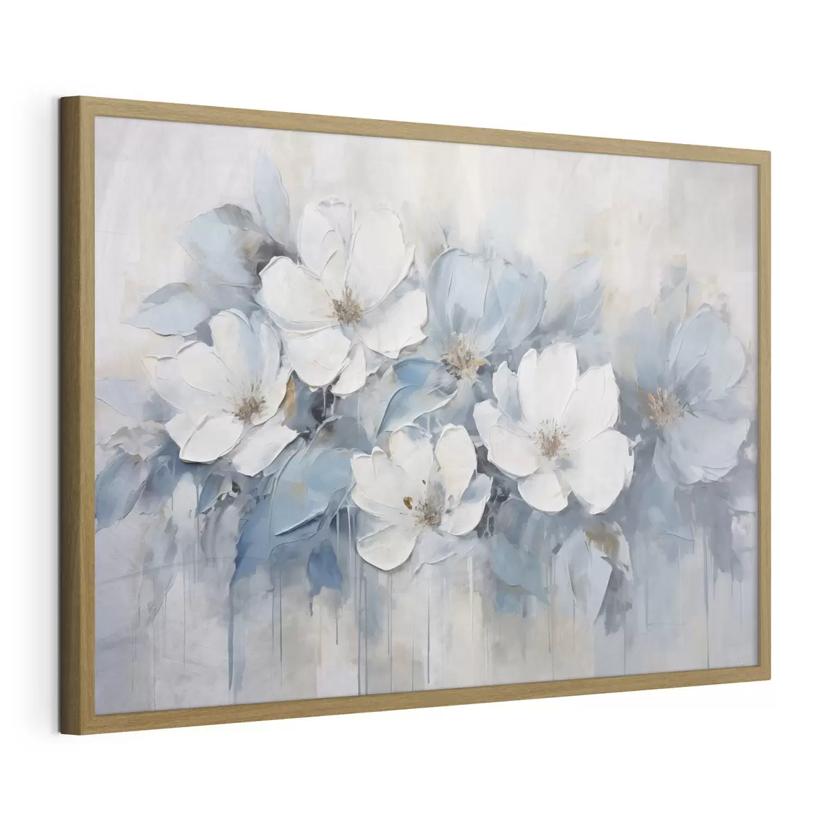 Poster Flores blancas y trazos azules f44395