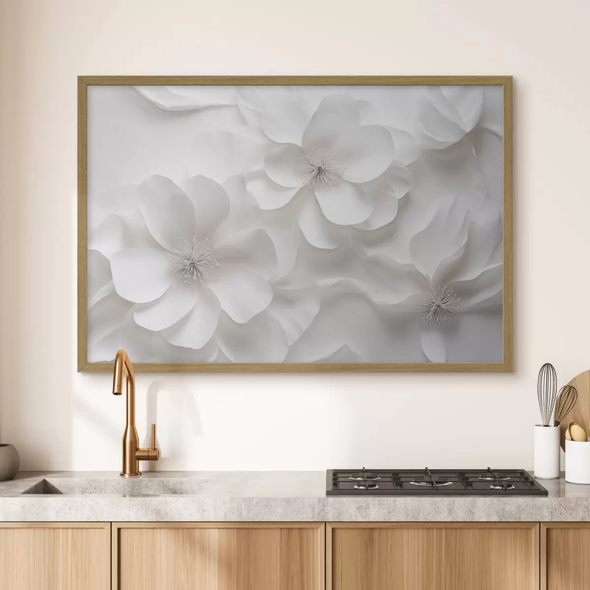 Poster Flores decorativas blancas con pétalos delicados y estambres intrincados f44406