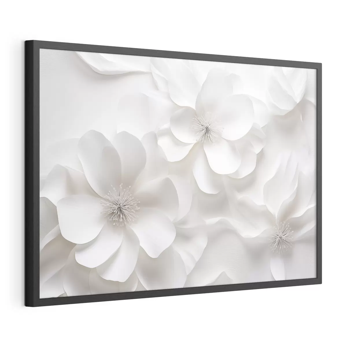 Poster Flores decorativas blancas con pétalos delicados y estambres intrincados f44406