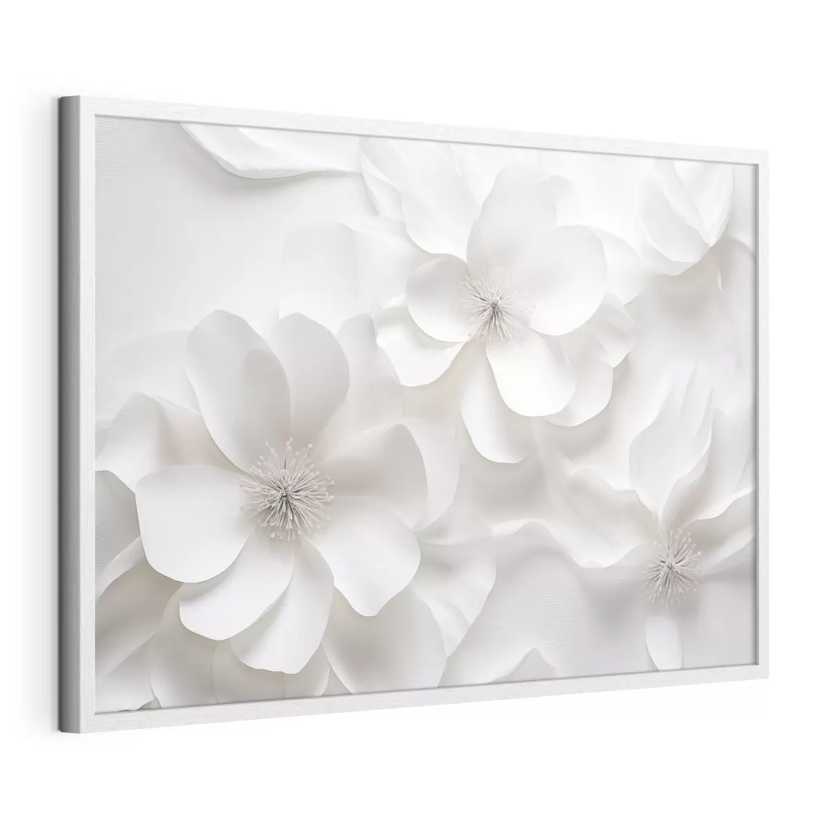 Poster Flores decorativas blancas con pétalos delicados y estambres intrincados f44406