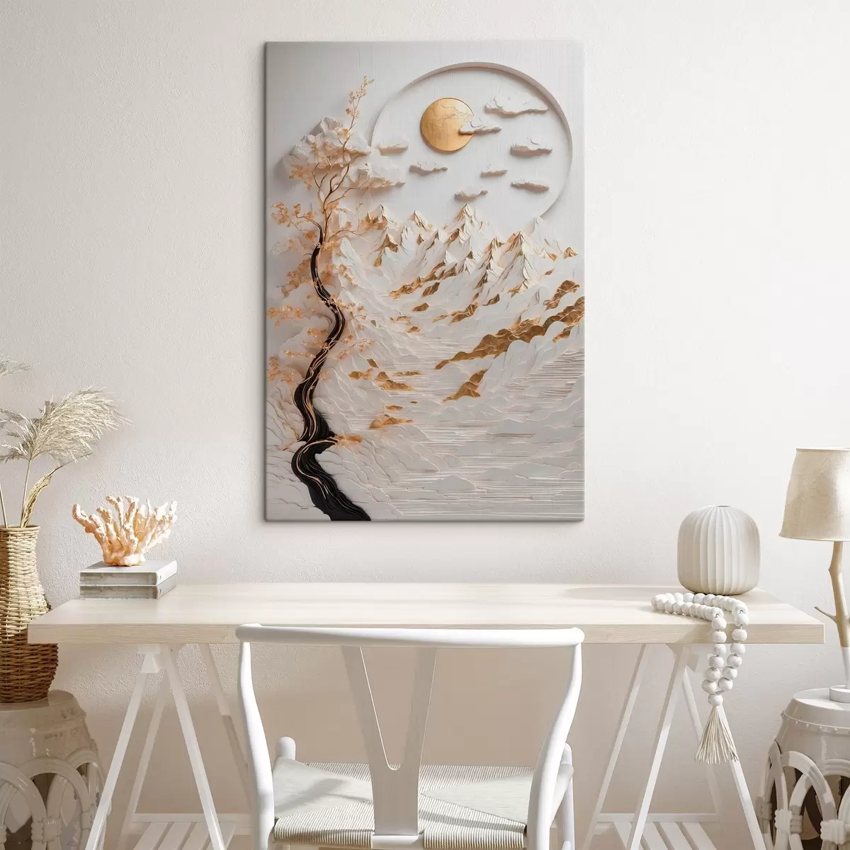 murales de pared Montañas abstractas y sol s44428