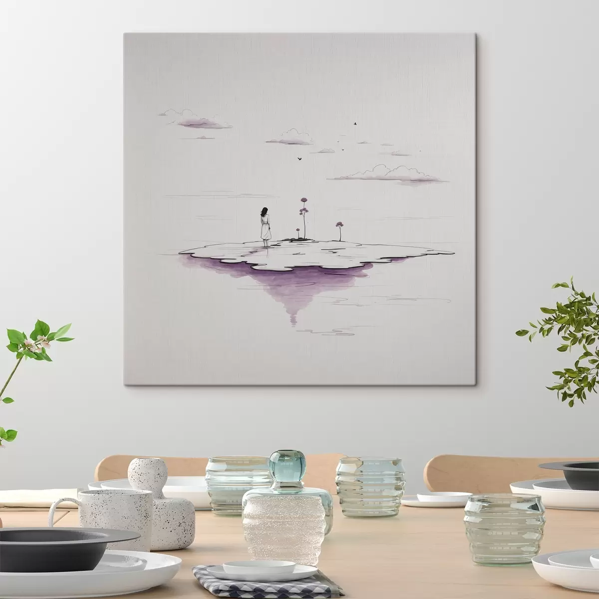 murales de pared Pintura sencilla en blanco y negro s44433