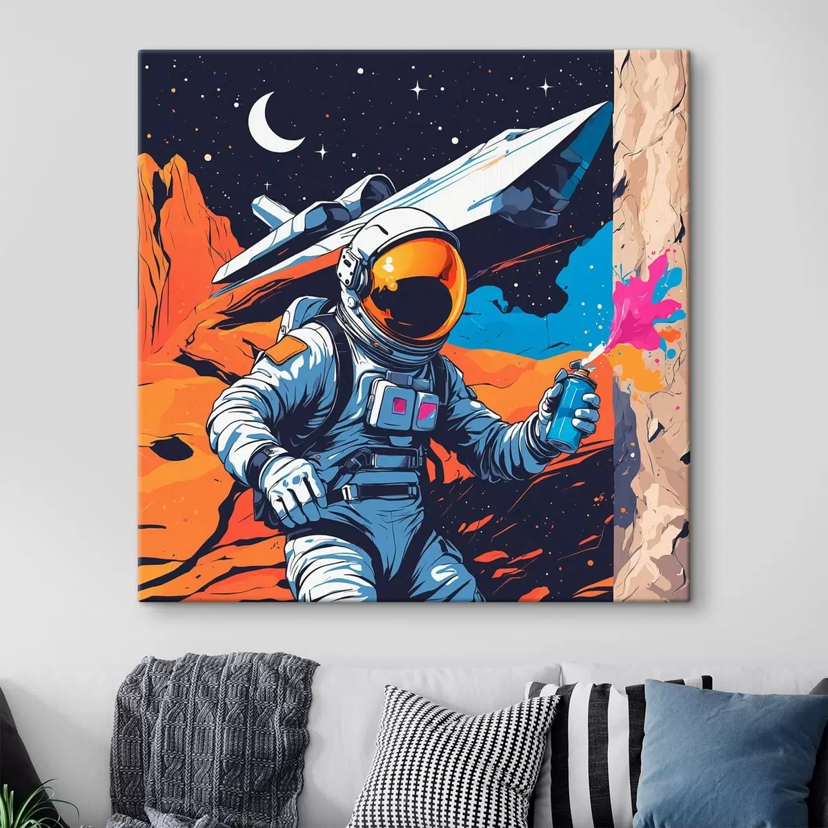 murales de pared Cartel con astronauta y nave s44434