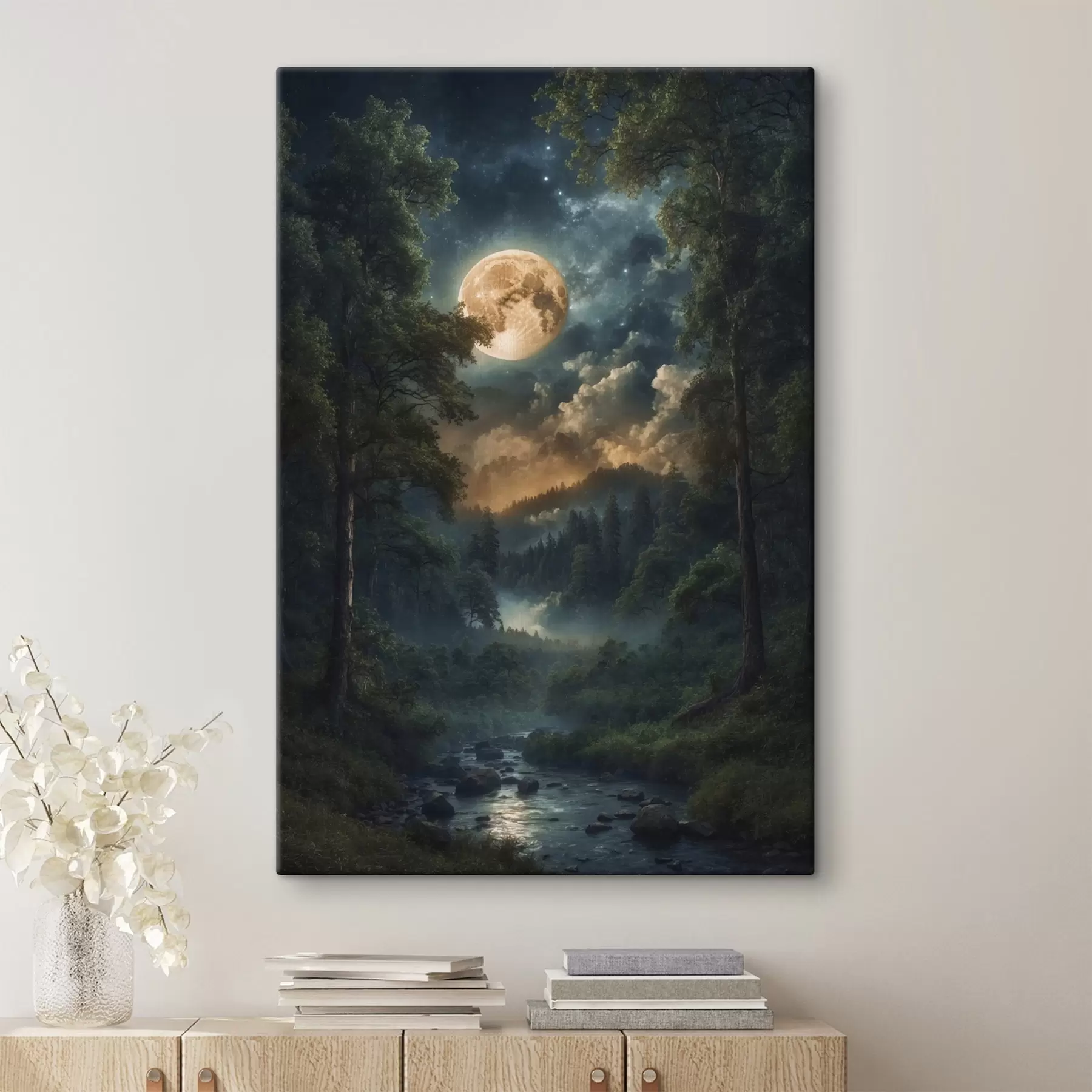 murales de pared Luna llena en el bosque s44454