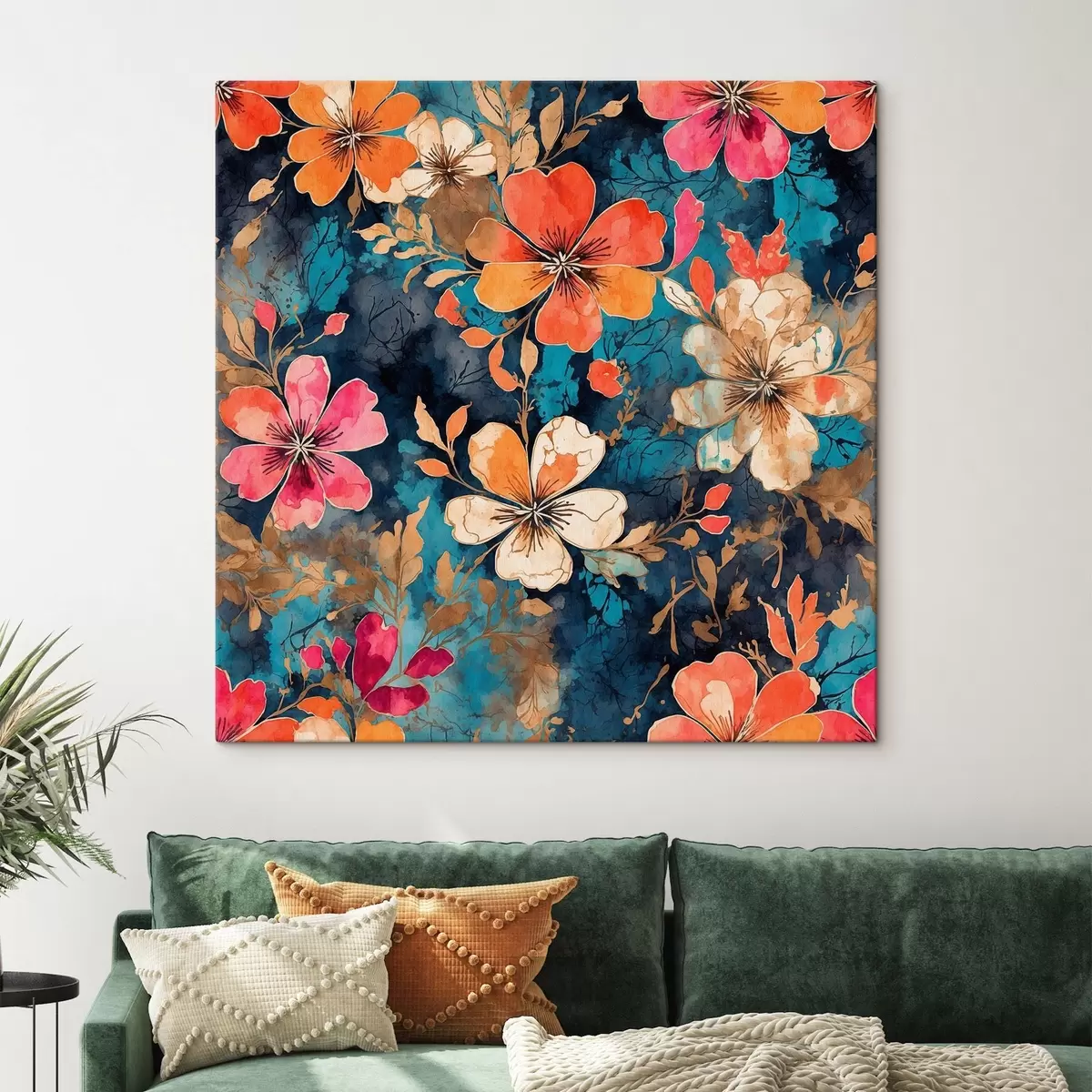 murales de pared Pintura acrílica multicolor en fondo azul oscuro Pintura acrílica multicolor abstracta en fondo azul oscuro fondo azul s44460