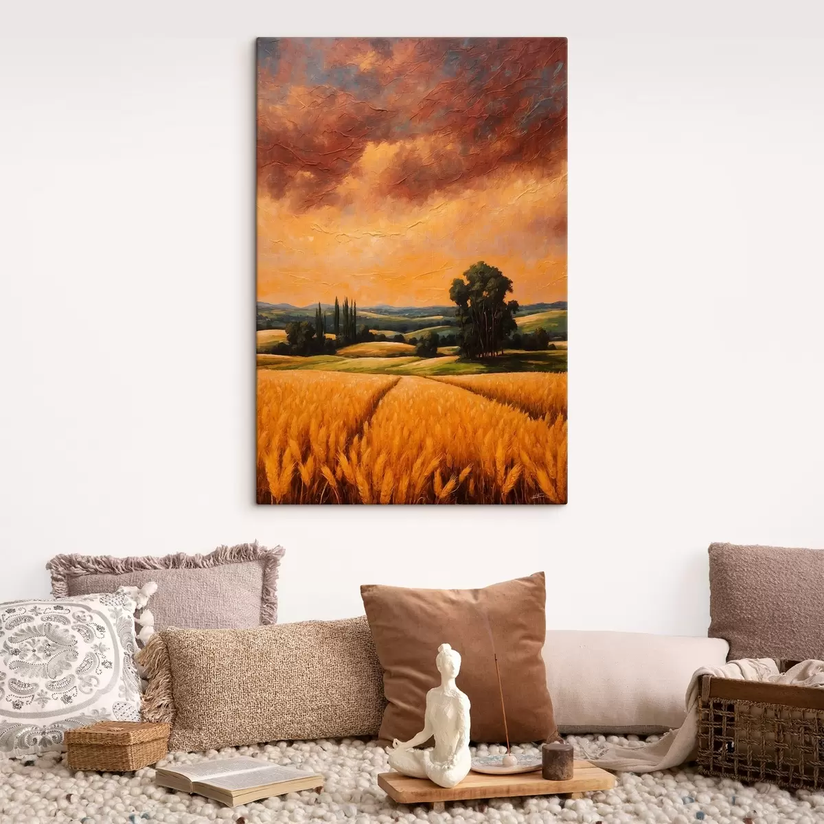 murales de pared Campo de trigo en estilo de pintura acrílica s44464