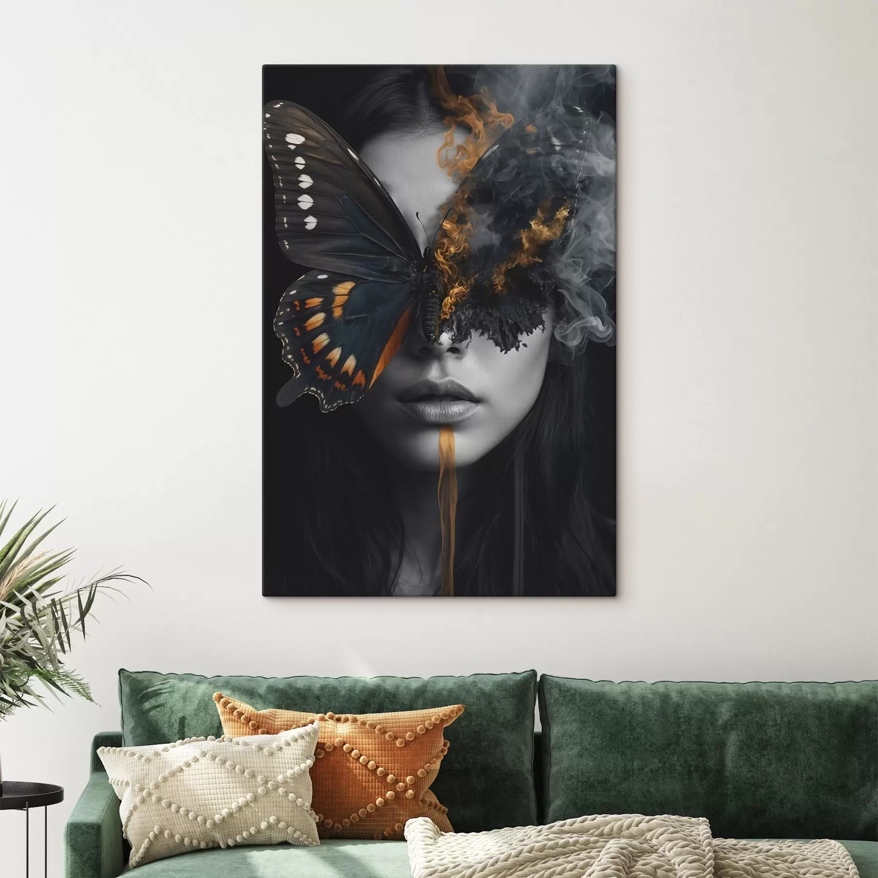 murales de pared Mariposa ardiente en la cara de una niña s44468