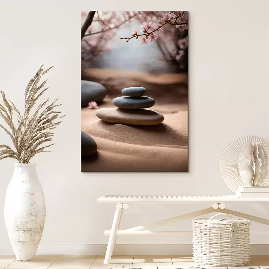 murales de pared Piedras sobre arena sobre fondo borroso s44475