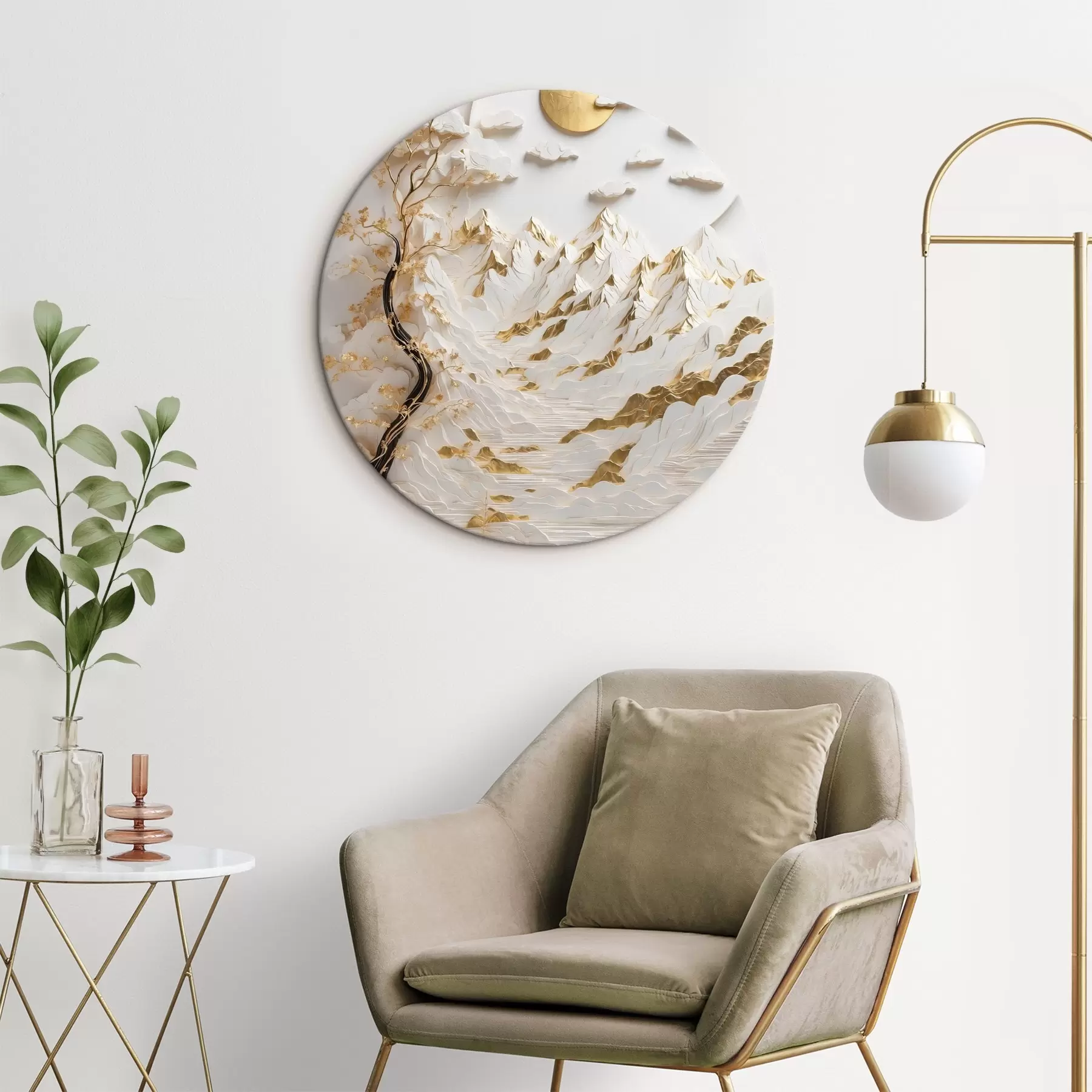 murales de pared Montañas abstractas y sol r44428