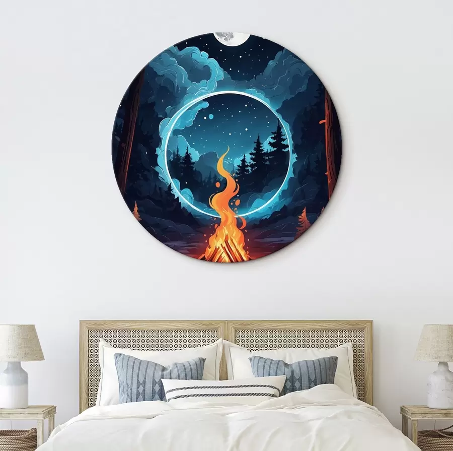 murales de pared Hoguera en bosque nocturno r44436