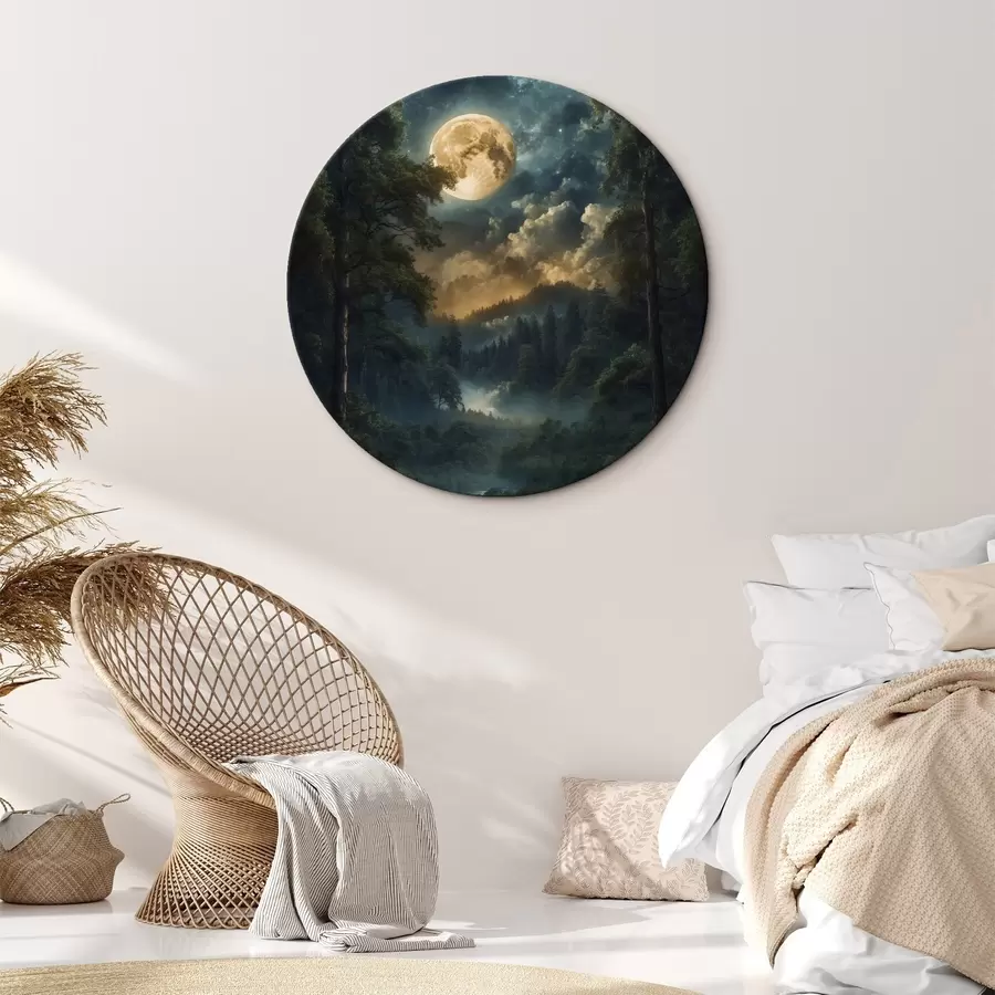 murales de pared Luna llena en el bosque r44454