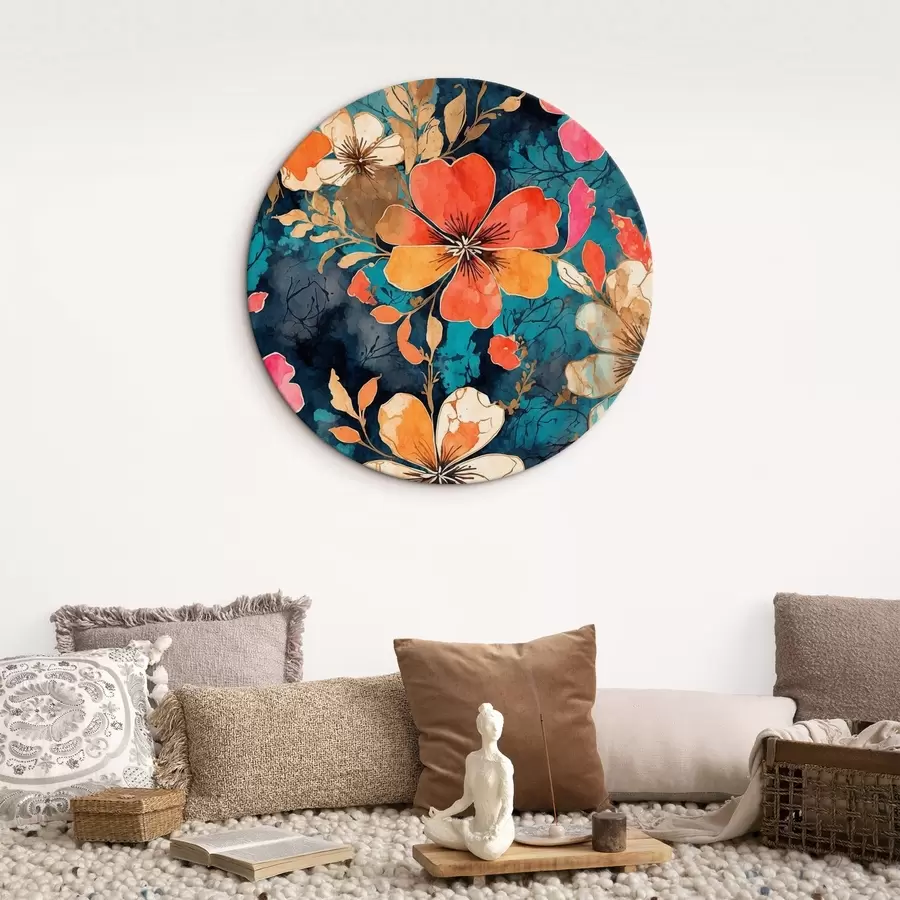 murales de pared Pintura acrílica multicolor en fondo azul oscuro Pintura acrílica multicolor abstracta en fondo azul oscuro fondo azul r44460