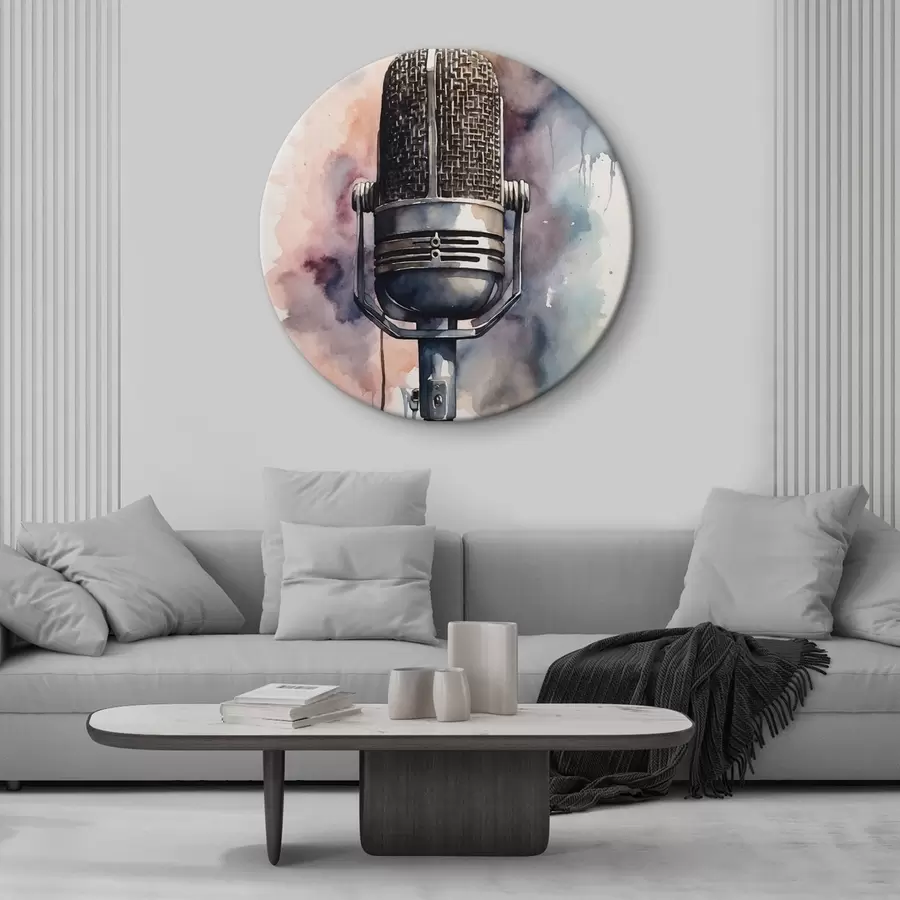 murales de pared Micrófono sobre fondo de acuarela r44463