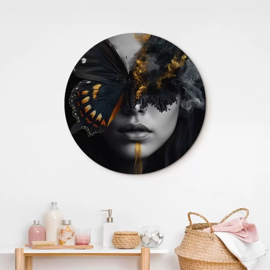 murales de pared Mariposa ardiente en la cara de una niña r44468