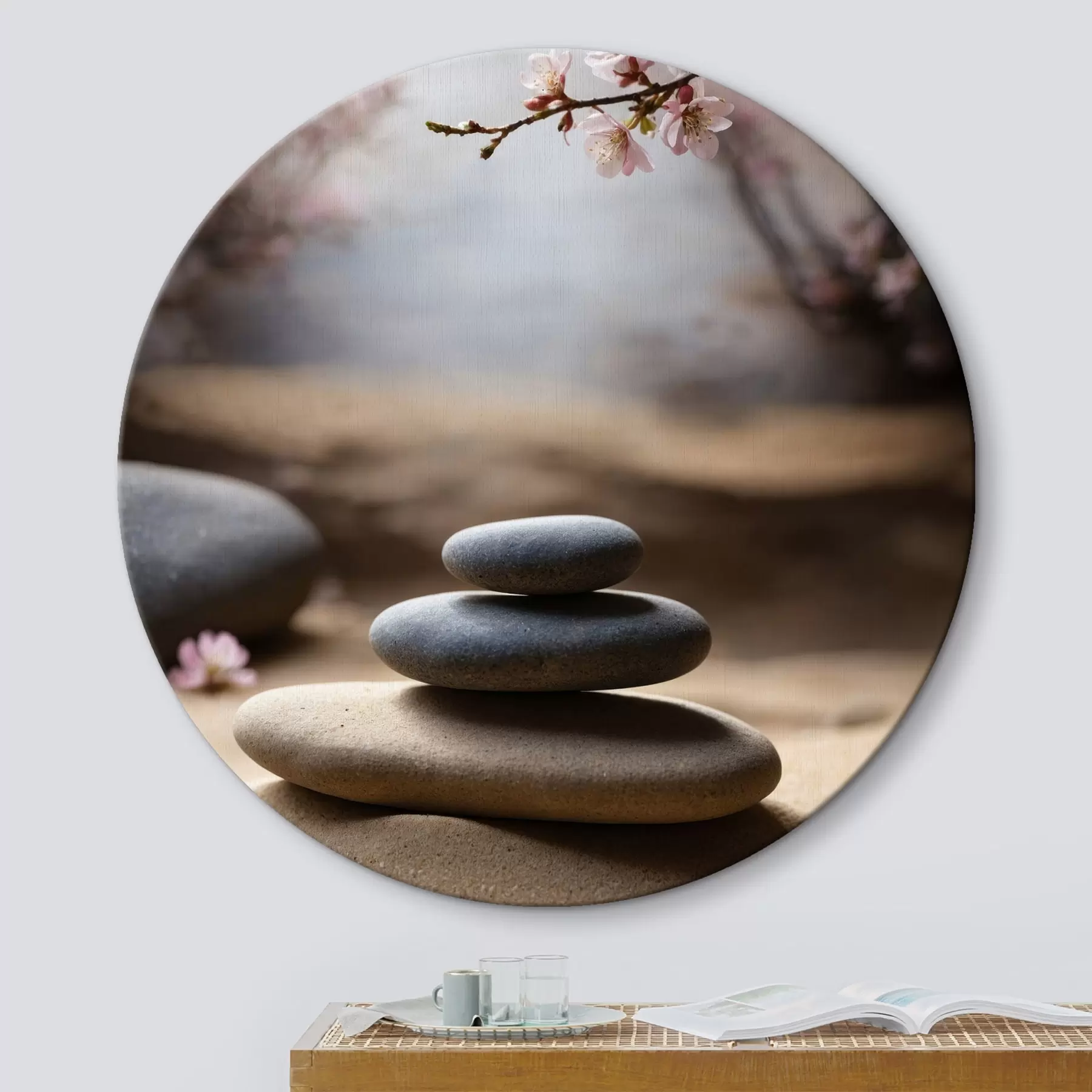 murales de pared Piedras sobre arena sobre fondo borroso r44475