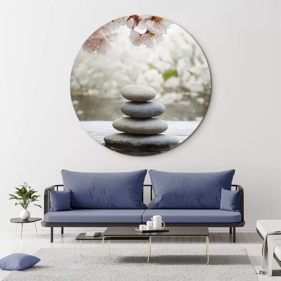 murales de pared Piedras en el agua sobre fondo borroso r44476