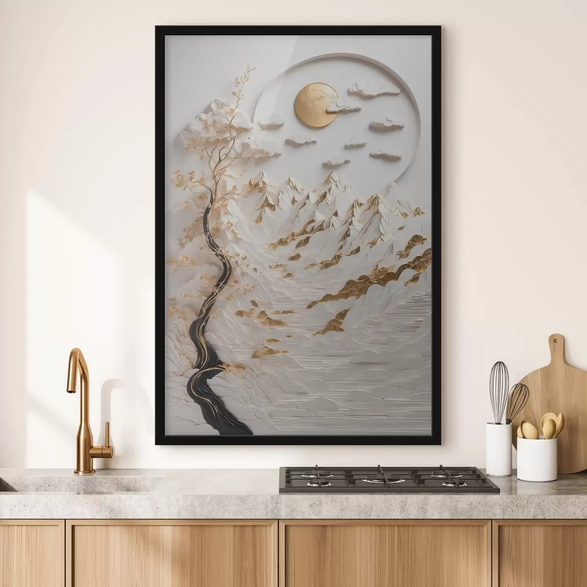 Poster Montañas abstractas y sol f44428