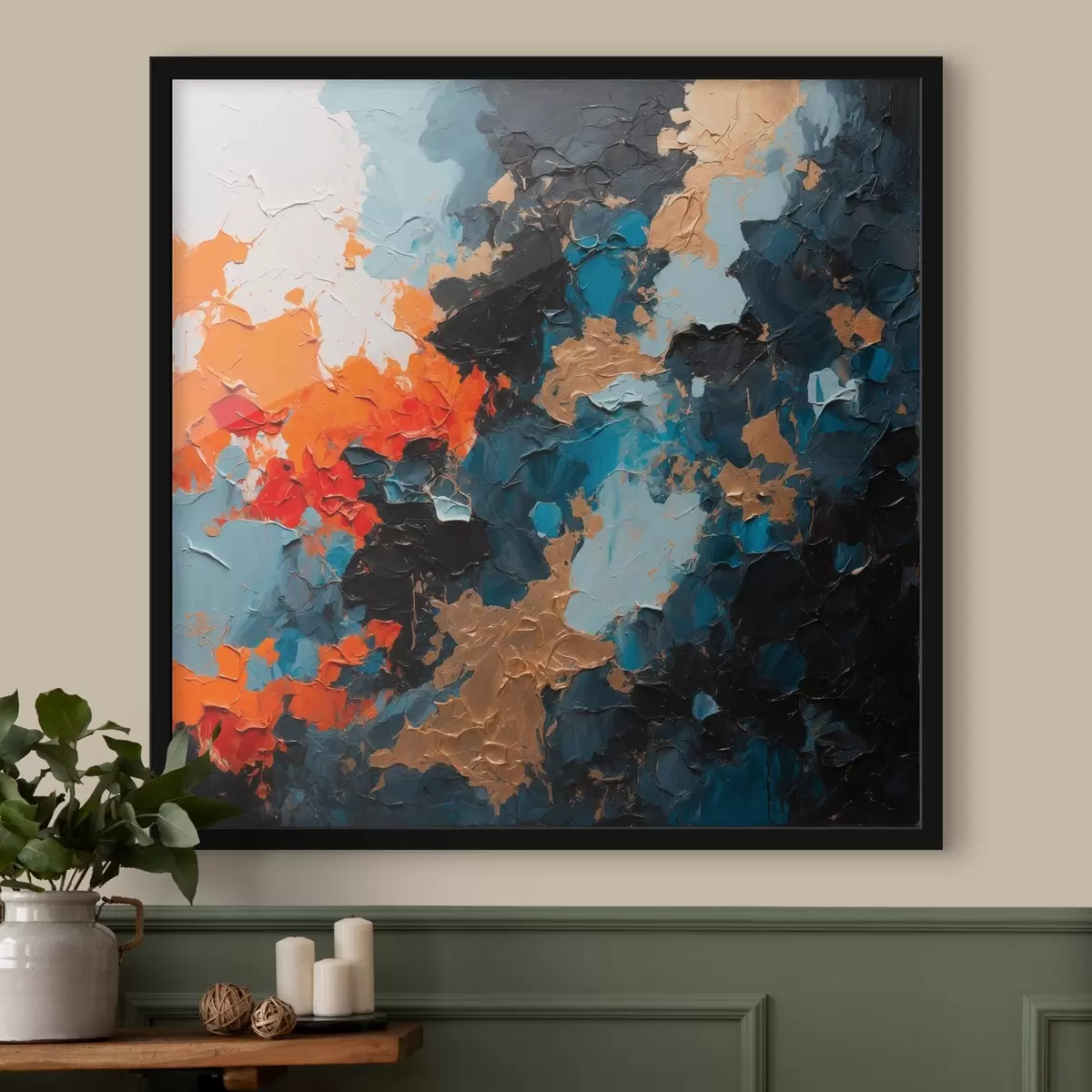 Poster Pintura al óleo abstracta multicolor f44431