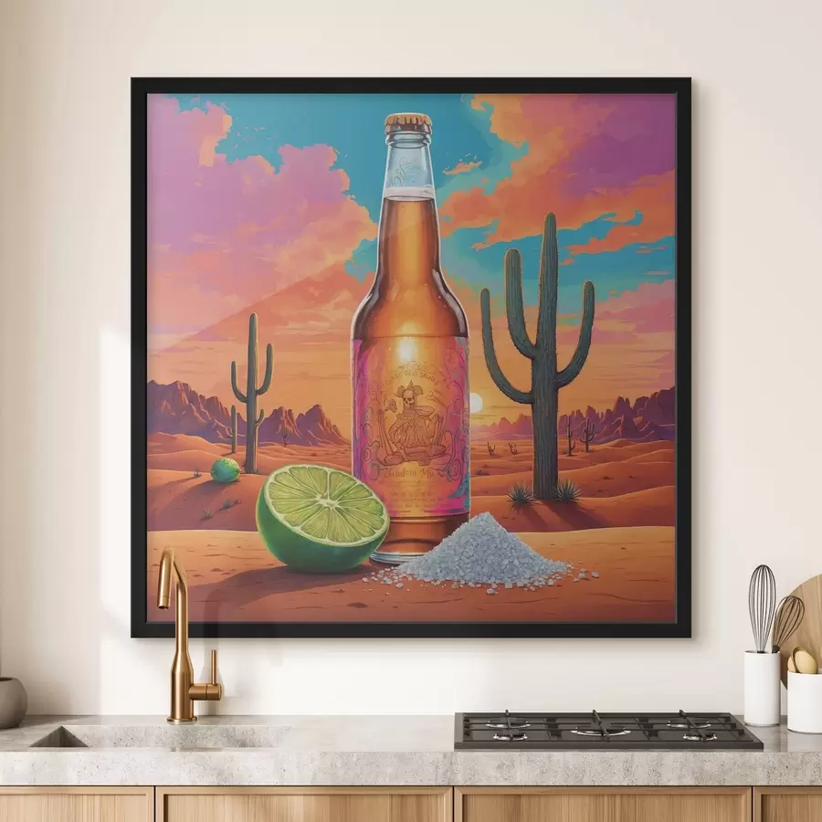 murales de pared Cerveza y cal sobre un fondo de páramos americanos f44438