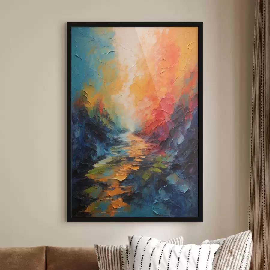 murales de pared Camino abstracto en estilo de pintura acrílica f44441
