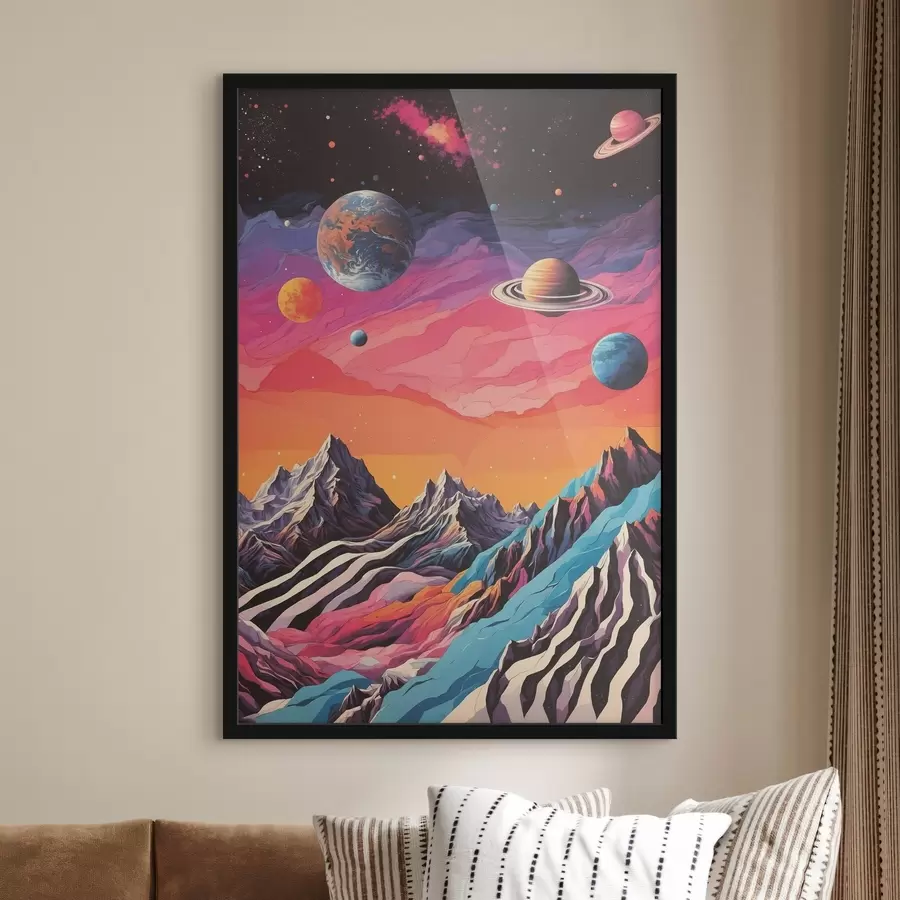 murales de pared Desfile de planetas y montañas f44443