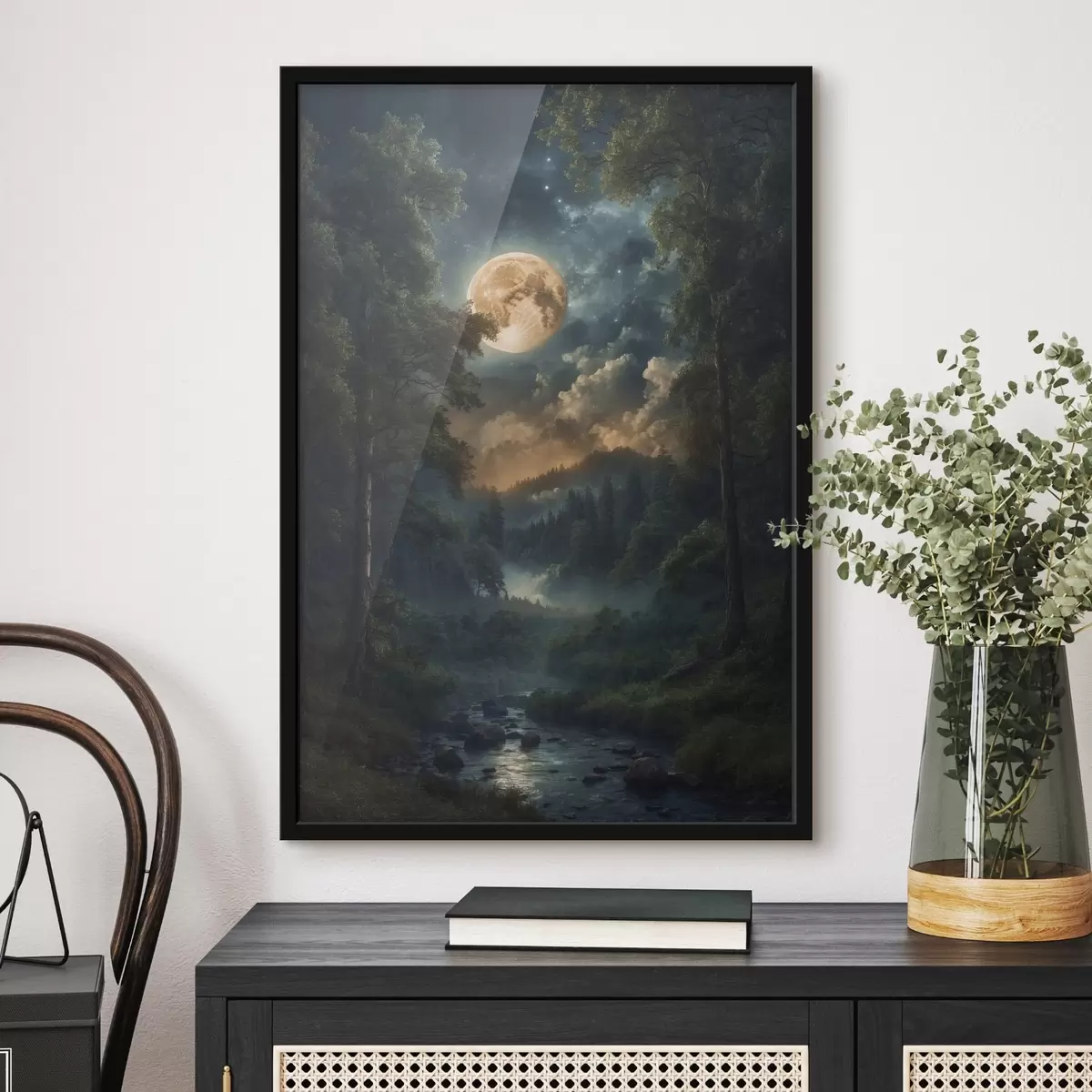 Poster Luna llena en el bosque f44454