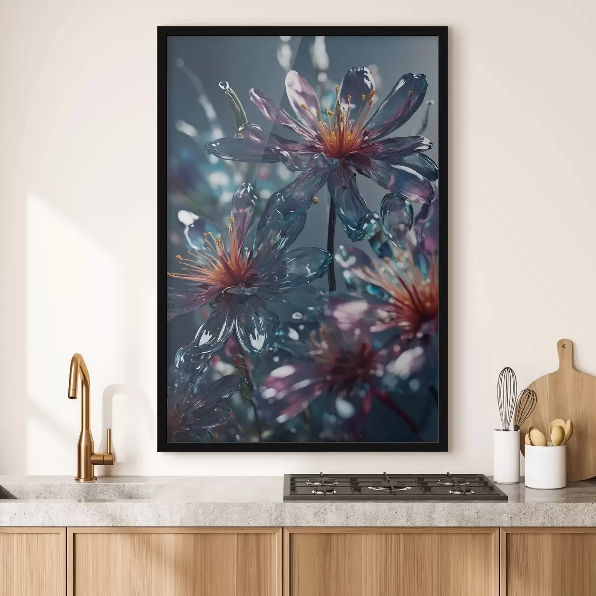 Poster Flores transparentes sobre fondo borroso f44469