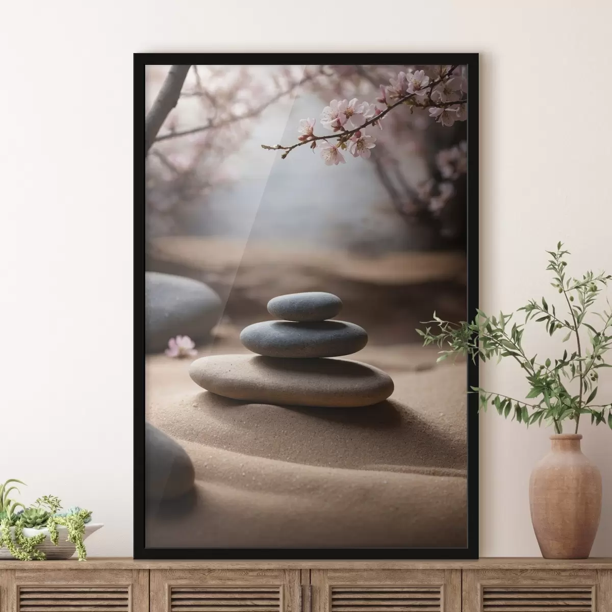 Poster Piedras sobre arena sobre fondo borroso f44475