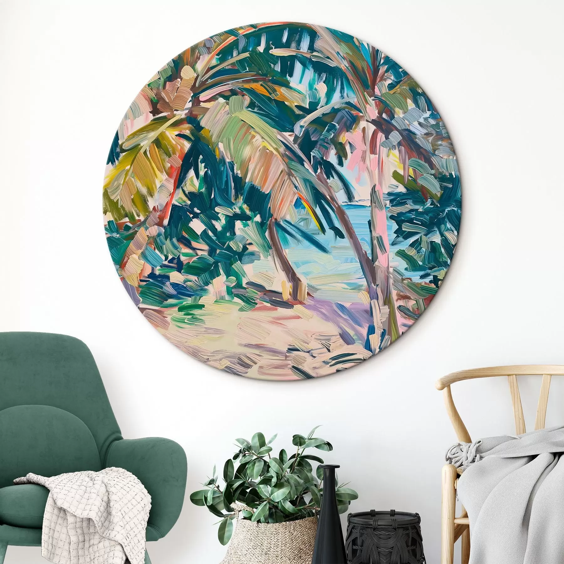 murales de pared Abstracción de palmeras, imitación de pinceladas r44513