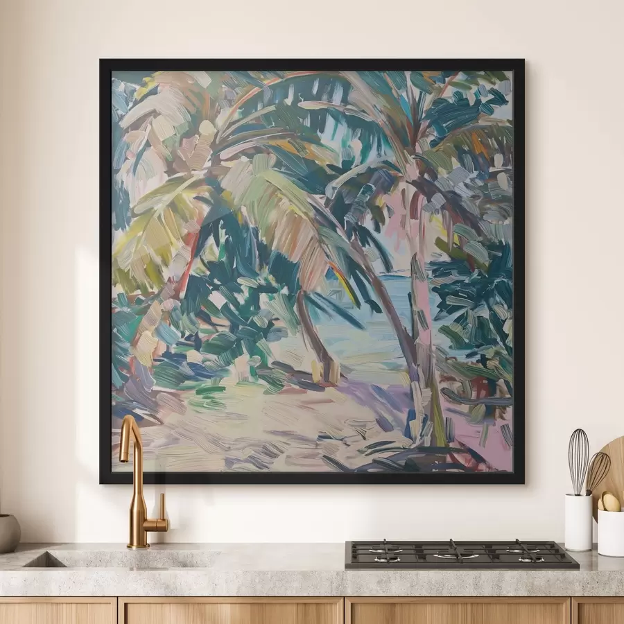murales de pared Abstracción de palmeras, imitación de pinceladas f44513