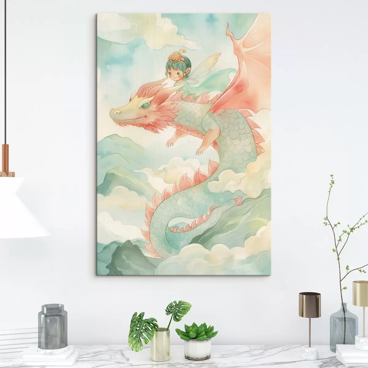 murales de pared Hada y dragón s44532