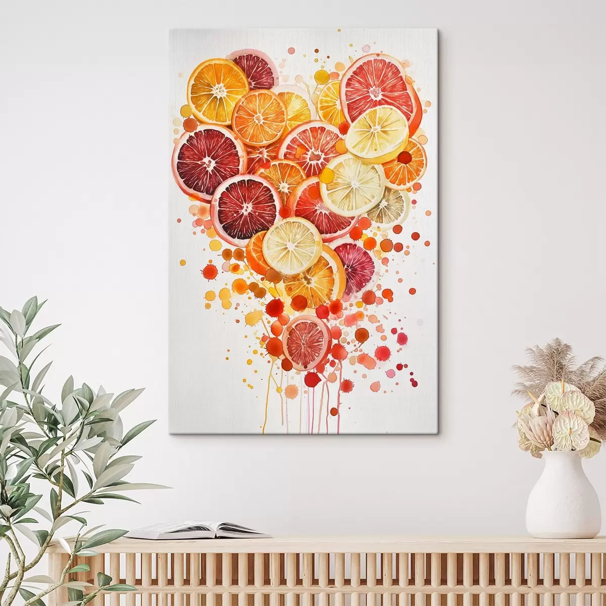murales de pared Alegre composición de rodajas de limón, naranja, pomelo y lima en forma de corazón s44545