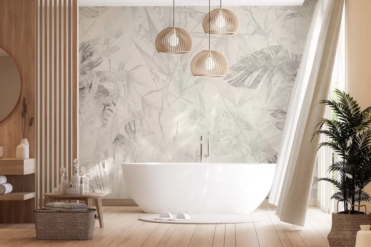 murales de pared Abstracción floral en estilo grunge con imitación de abrasión w03926