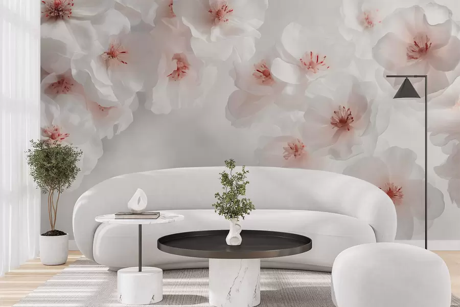 murales de pared Delicadas flores blancas grandes w03931