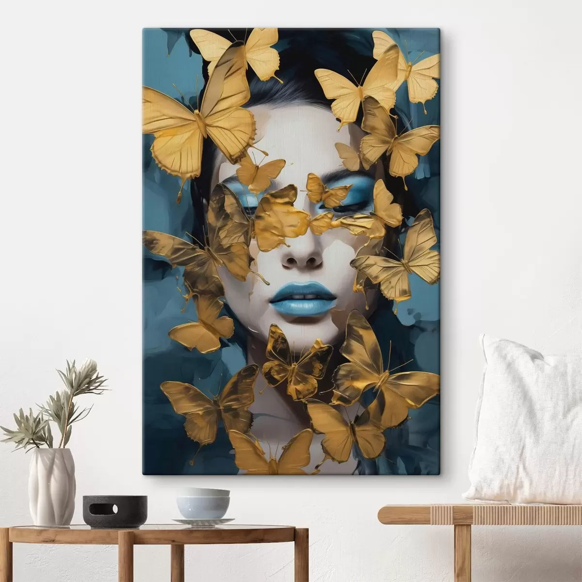 murales de pared Retrato de niña con mariposas s44583