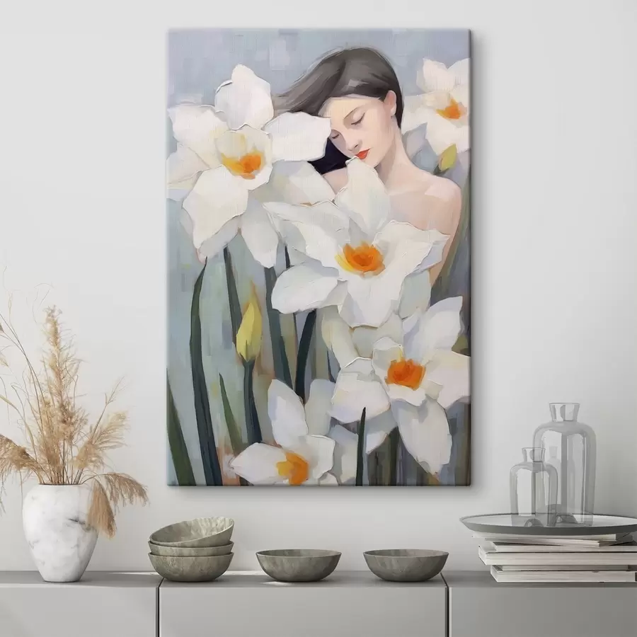 murales de pared Niña con narcisos s44594