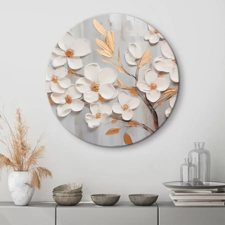 murales de pared Pintura imitación flores blancas r44586